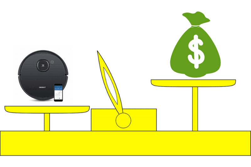 This graphic shows that a robot vacuum is significantly cheaper in the long term than a standard vacuum.